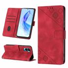 For Honor 90 Lite Skin-feel Embossed Leather Phone Case(Red) - 1