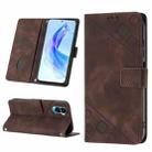 For Honor 90 Lite Skin-feel Embossed Leather Phone Case(Brown) - 1