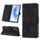 For Honor 90 Lite Skin-feel Embossed Leather Phone Case(Black) - 1