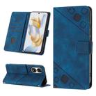 For Honor 90 Skin-feel Embossed Leather Phone Case(Blue) - 1