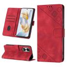 For Honor 90 Skin-feel Embossed Leather Phone Case(Red) - 1