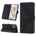 For Honor 90 Skin-feel Embossed Leather Phone Case(Black) - 1