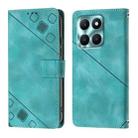 For Honor X6a Skin-feel Embossed Leather Phone Case(Green) - 2