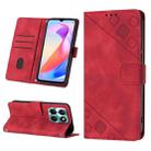 For Honor X6a Skin-feel Embossed Leather Phone Case(Red) - 1