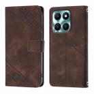 For Honor X6a Skin-feel Embossed Leather Phone Case(Brown) - 2