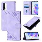 For Honor 20 / 20 Pro / 20s Skin-feel Embossed Leather Phone Case(Light Purple) - 1