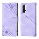 For Honor 20 / 20 Pro / 20s Skin-feel Embossed Leather Phone Case(Light Purple) - 2