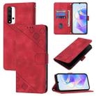 For Honor 20 / 20 Pro / 20s Skin-feel Embossed Leather Phone Case(Red) - 1