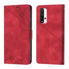 For Honor 20 / 20 Pro / 20s Skin-feel Embossed Leather Phone Case(Red) - 2