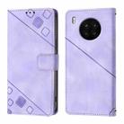 For Honor 50 Lite Skin-feel Embossed Leather Phone Case(Light Purple) - 2