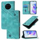 For Honor 50 Lite Skin-feel Embossed Leather Phone Case(Green) - 1