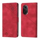 For Honor 50 SE Skin-feel Embossed Leather Phone Case(Red) - 2