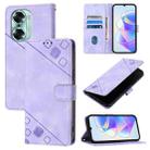 For Honor 60 Skin-feel Embossed Leather Phone Case(Light Purple) - 1