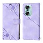 For Honor 60 Skin-feel Embossed Leather Phone Case(Light Purple) - 2