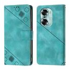 For Honor 60 Skin-feel Embossed Leather Phone Case(Green) - 2