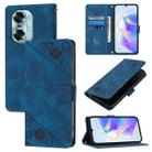 For Honor 60 Skin-feel Embossed Leather Phone Case(Blue) - 1