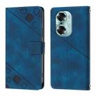 For Honor 60 Skin-feel Embossed Leather Phone Case(Blue) - 2