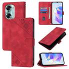 For Honor 60 Skin-feel Embossed Leather Phone Case(Red) - 1