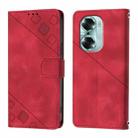 For Honor 60 Skin-feel Embossed Leather Phone Case(Red) - 2