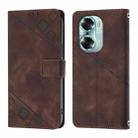 For Honor 60 Skin-feel Embossed Leather Phone Case(Brown) - 2