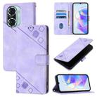 For Honor 60 Pro Skin-feel Embossed Leather Phone Case(Light Purple) - 1