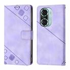 For Honor 60 Pro Skin-feel Embossed Leather Phone Case(Light Purple) - 2