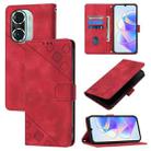 For Honor 60 Pro Skin-feel Embossed Leather Phone Case(Red) - 1