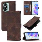 For Honor 60 Pro Skin-feel Embossed Leather Phone Case(Brown) - 1