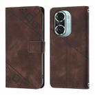 For Honor 60 Pro Skin-feel Embossed Leather Phone Case(Brown) - 2