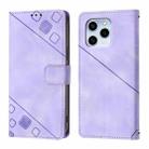 For Honor 60 SE Skin-feel Embossed Leather Phone Case(Light Purple) - 2