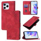 For Honor 60 SE Skin-feel Embossed Leather Phone Case(Red) - 1