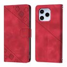 For Honor 60 SE Skin-feel Embossed Leather Phone Case(Red) - 2