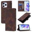 For Honor 60 SE Skin-feel Embossed Leather Phone Case(Brown) - 1