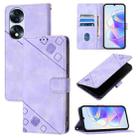 For Honor 70 Pro Skin-feel Embossed Leather Phone Case(Light Purple) - 1