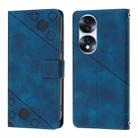 For Honor 70 Pro Skin-feel Embossed Leather Phone Case(Blue) - 2