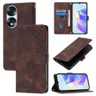 For Honor 70 Pro Skin-feel Embossed Leather Phone Case(Brown) - 1