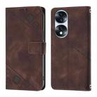 For Honor 70 Pro Skin-feel Embossed Leather Phone Case(Brown) - 2
