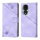 For Honor 80 Skin-feel Embossed Leather Phone Case(Light Purple) - 2