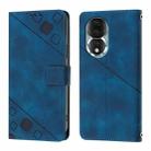 For Honor 80 Skin-feel Embossed Leather Phone Case(Blue) - 2