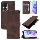 For Honor 80 Skin-feel Embossed Leather Phone Case(Brown) - 1