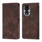 For Honor 80 Skin-feel Embossed Leather Phone Case(Brown) - 2