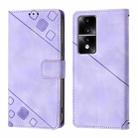For Honor 80 GT Skin-feel Embossed Leather Phone Case(Light Purple) - 2
