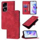 For Honor 80 GT Skin-feel Embossed Leather Phone Case(Red) - 1