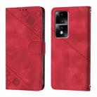 For Honor 80 GT Skin-feel Embossed Leather Phone Case(Red) - 2