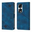 For Honor 90 Pro Skin-feel Embossed Leather Phone Case(Blue) - 2