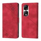 For Honor 90 Pro Skin-feel Embossed Leather Phone Case(Red) - 2