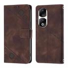 For Honor 90 Pro Skin-feel Embossed Leather Phone Case(Brown) - 2