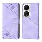 For Honor 90 Smart / X7b 4G / 5G Skin-feel Embossed Leather Phone Case(Light Purple) - 2