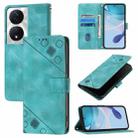 For Honor 90 Smart / X7b 4G / 5G Skin-feel Embossed Leather Phone Case(Green) - 1