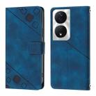 For Honor 90 Smart / X7b 4G / 5G Skin-feel Embossed Leather Phone Case(Blue) - 2